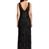 Mesh Panel Embroidred Dress