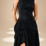 Cascade Dress Midnight silk