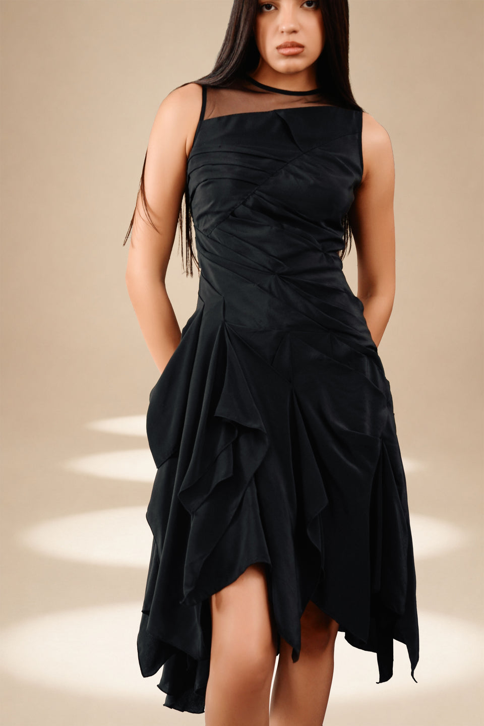 Cascade Dress Midnight silk