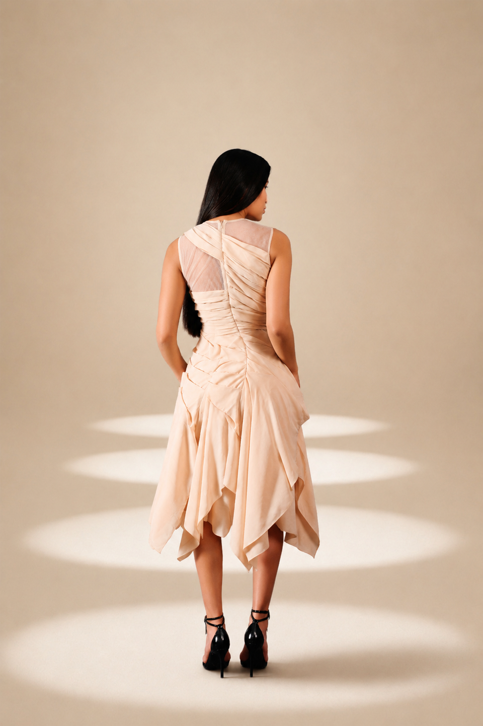 Cascade Dress Champagne silk