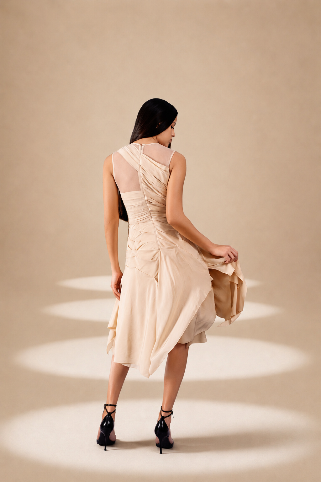 Cascade Dress Champagne silk