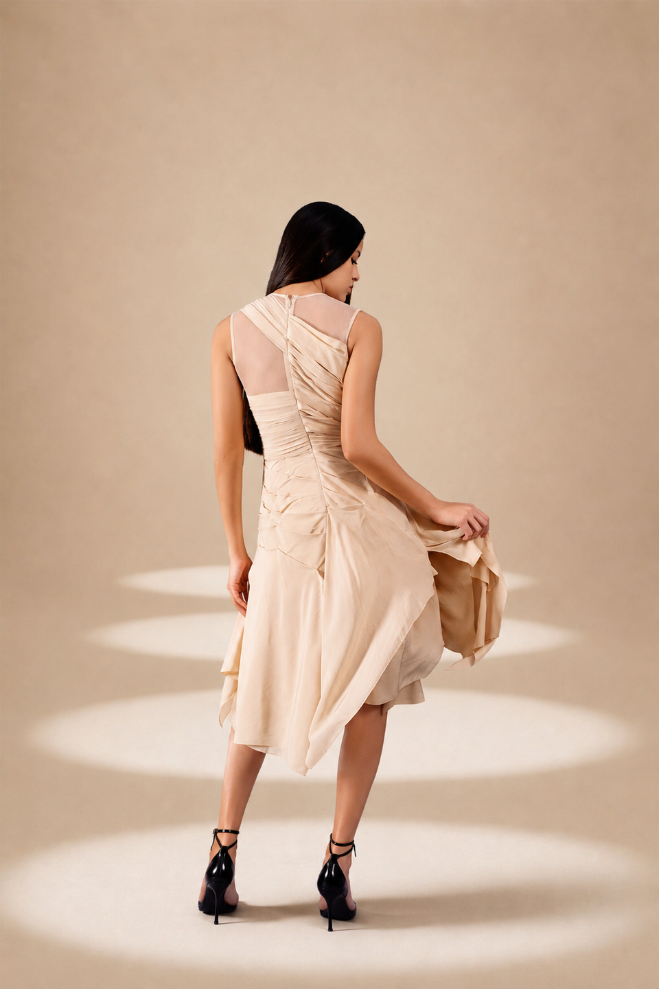 Cascade Dress Champagne silk