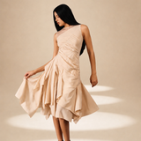 Cascade Dress Champagne silk