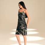 Cascade Slip Dress Feather Bloom viscose-georgette