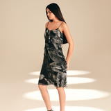 Cascade Slip Dress Feather Bloom viscose-georgette