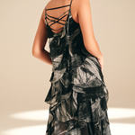 Cascade Slip Dress Feather Bloom viscose-georgette