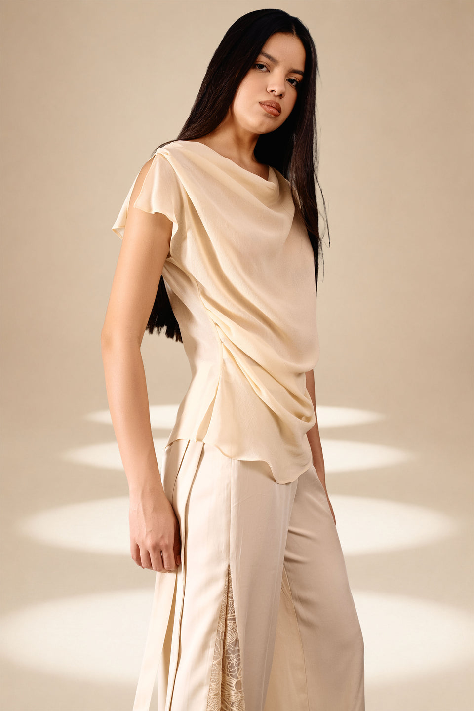 Cowl Riverie Top Champagne viscose
