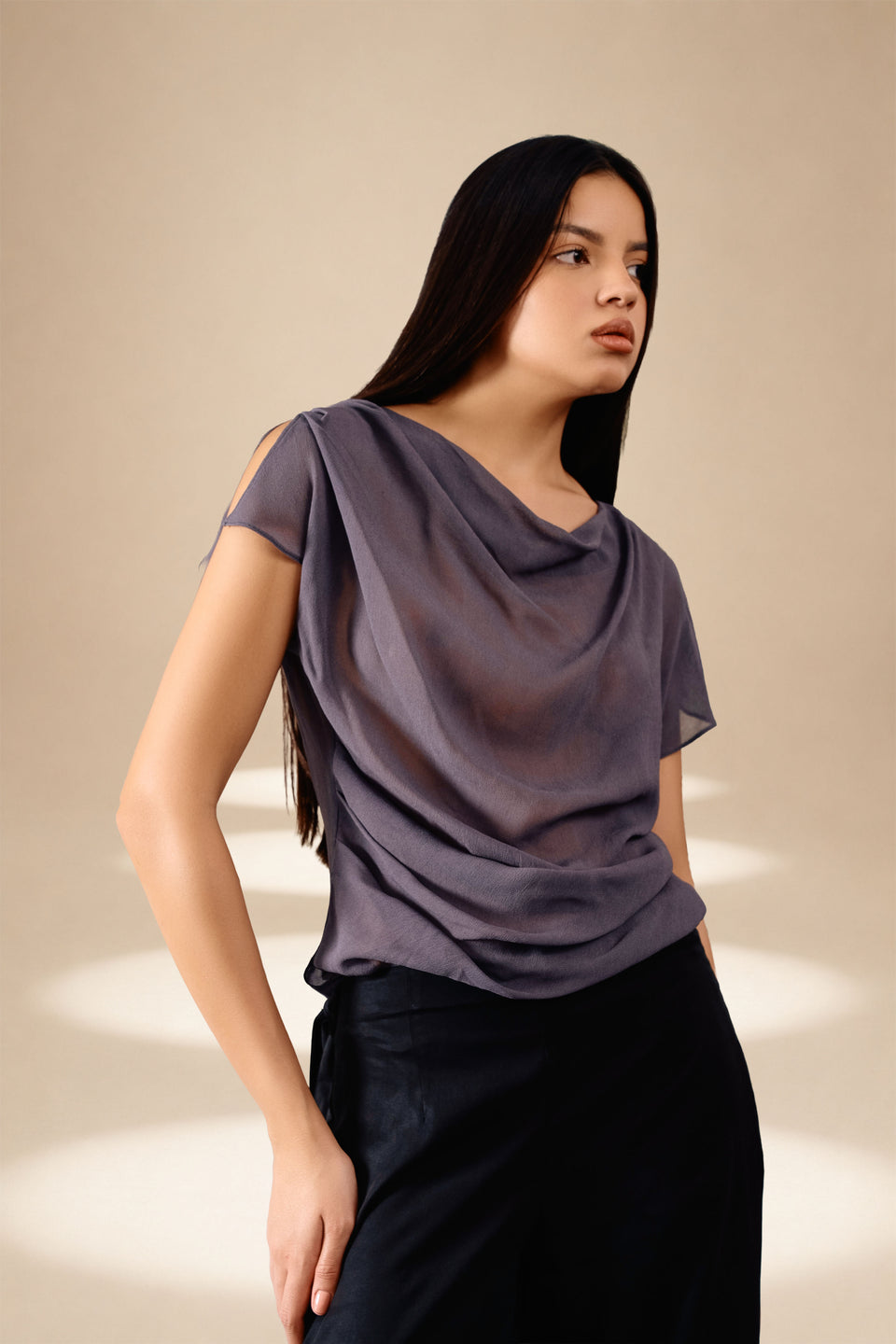 Cowl Riverie Top Ash viscose