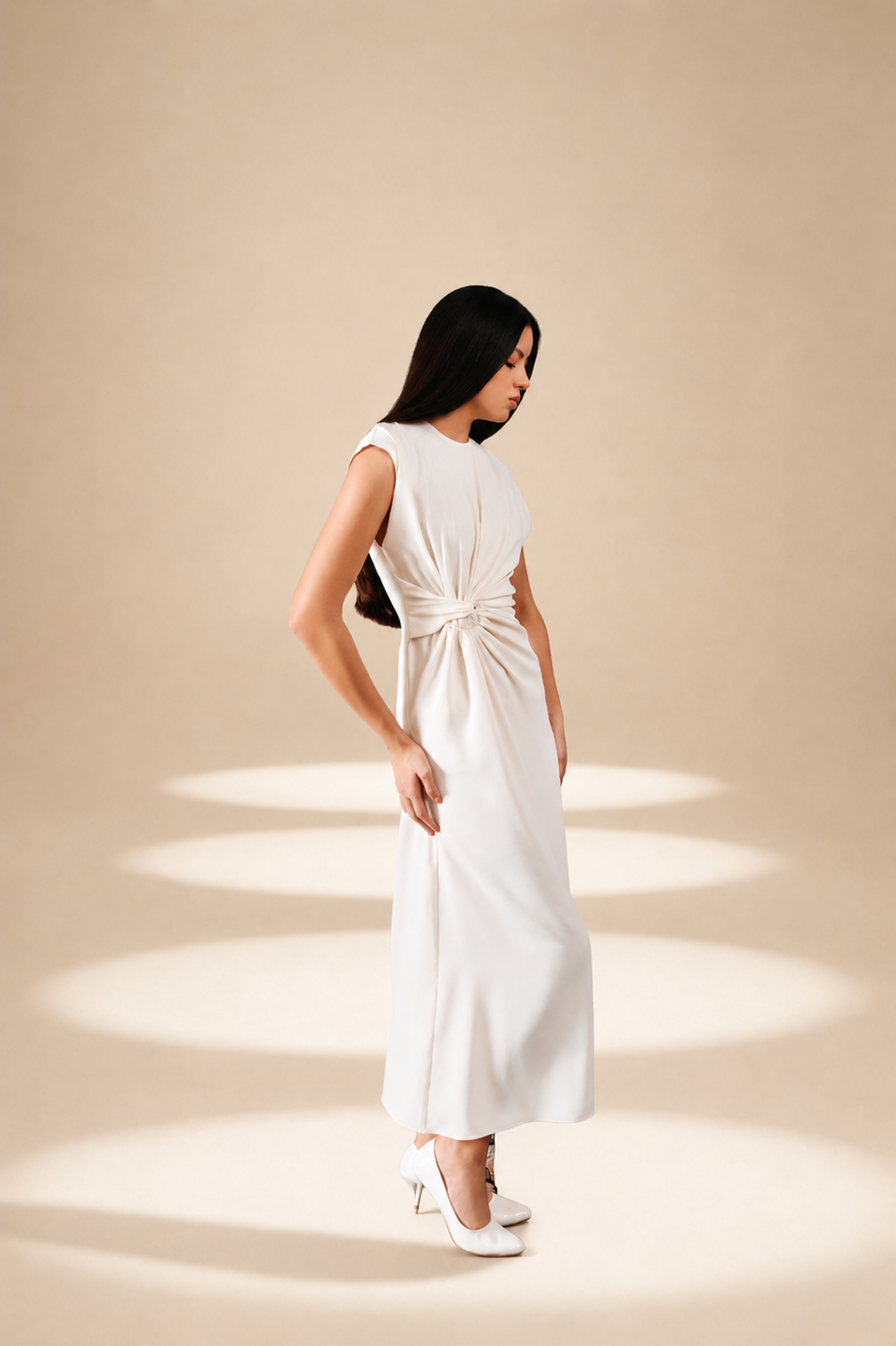 Crossfold Dress Ivory moss-georgette