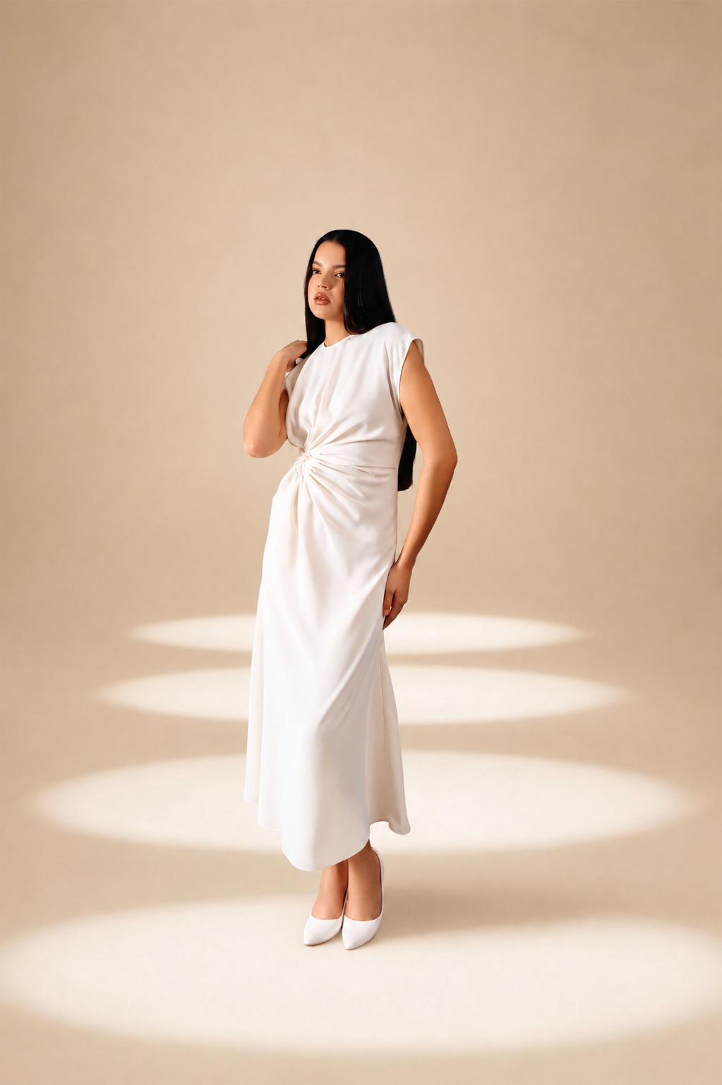Crossfold Dress Ivory moss-georgette