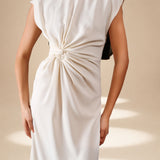 Crossfold Dress Ivory moss-georgette