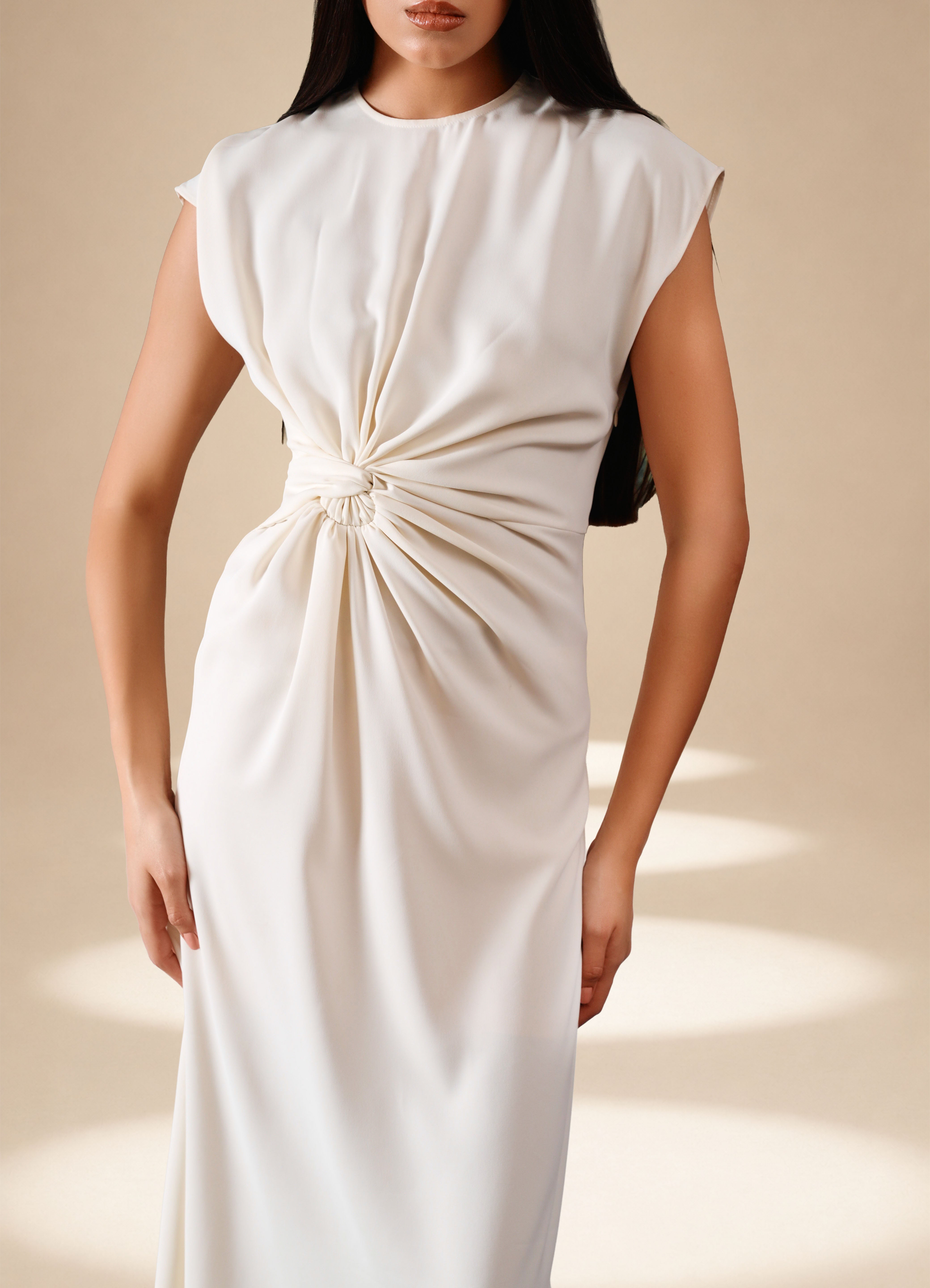 Crossfold Dress Ivory moss-georgette