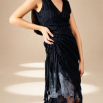 Echo Stripe Dress Midnight nylon-mesh