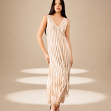 Echo Stripe Dress Champagne nylon-mesh