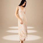 Echo Stripe Dress Champagne nylon-mesh