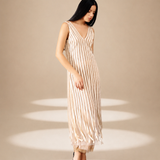 Echo Stripe Dress Champagne nylon-mesh