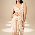 Echo Stripe Dress Champagne nylon-mesh