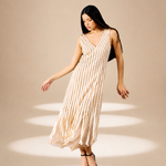 Echo Stripe Dress Champagne nylon-mesh