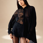 Embroidered Aura Shirt Midnight silk