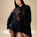 Embroidered Aura Shirt Midnight silk