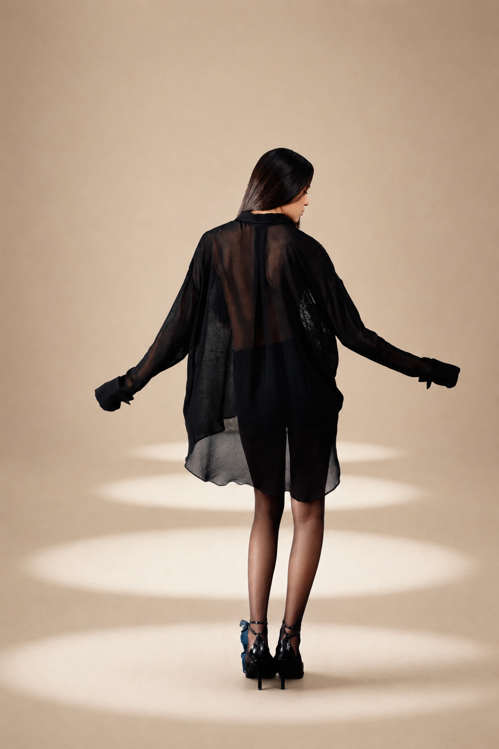 Embroidered Aura Shirt Midnight silk
