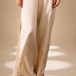 Embroidered Inlay Pants Champagne lyocell