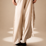 Embroidered Inlay Pants Champagne lyocell