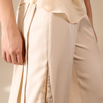 Embroidered Inlay Pants Champagne lyocell