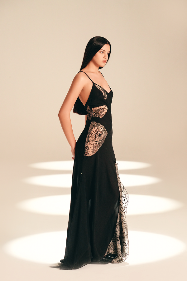 Engraved Muse Dress Midnight silk-nylon