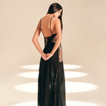 Engraved Muse Dress Midnight silk-nylon