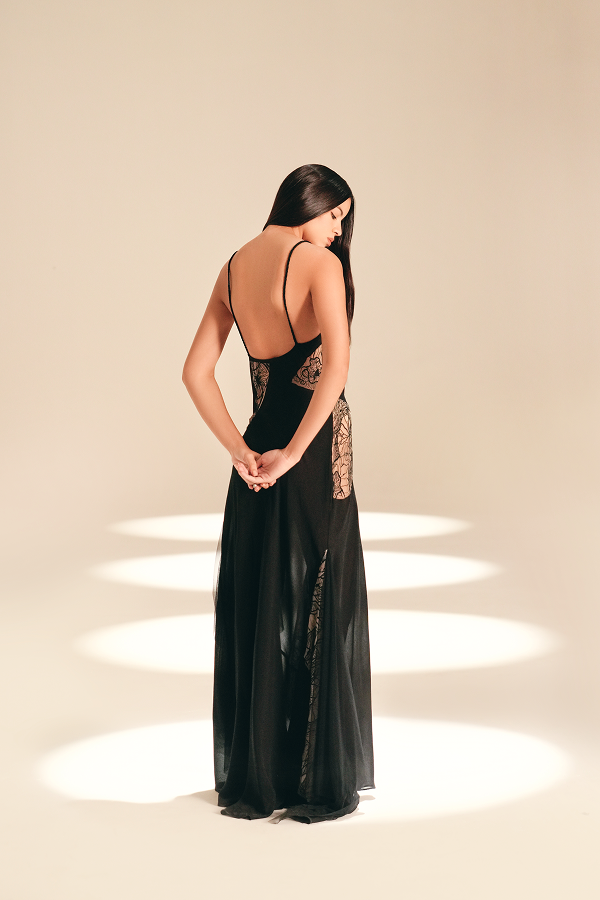 Engraved Muse Dress Midnight silk-nylon
