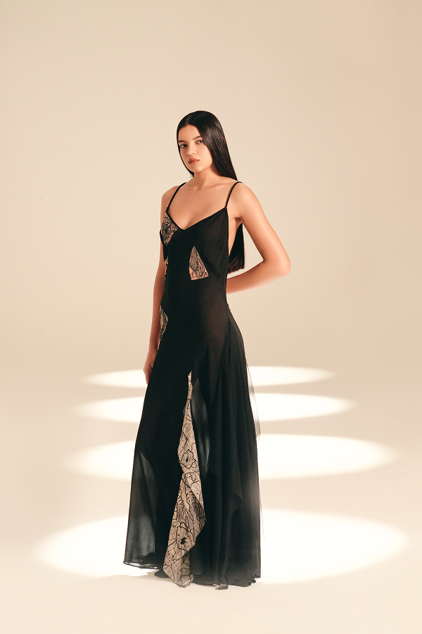 Engraved Muse Dress Midnight silk-nylon
