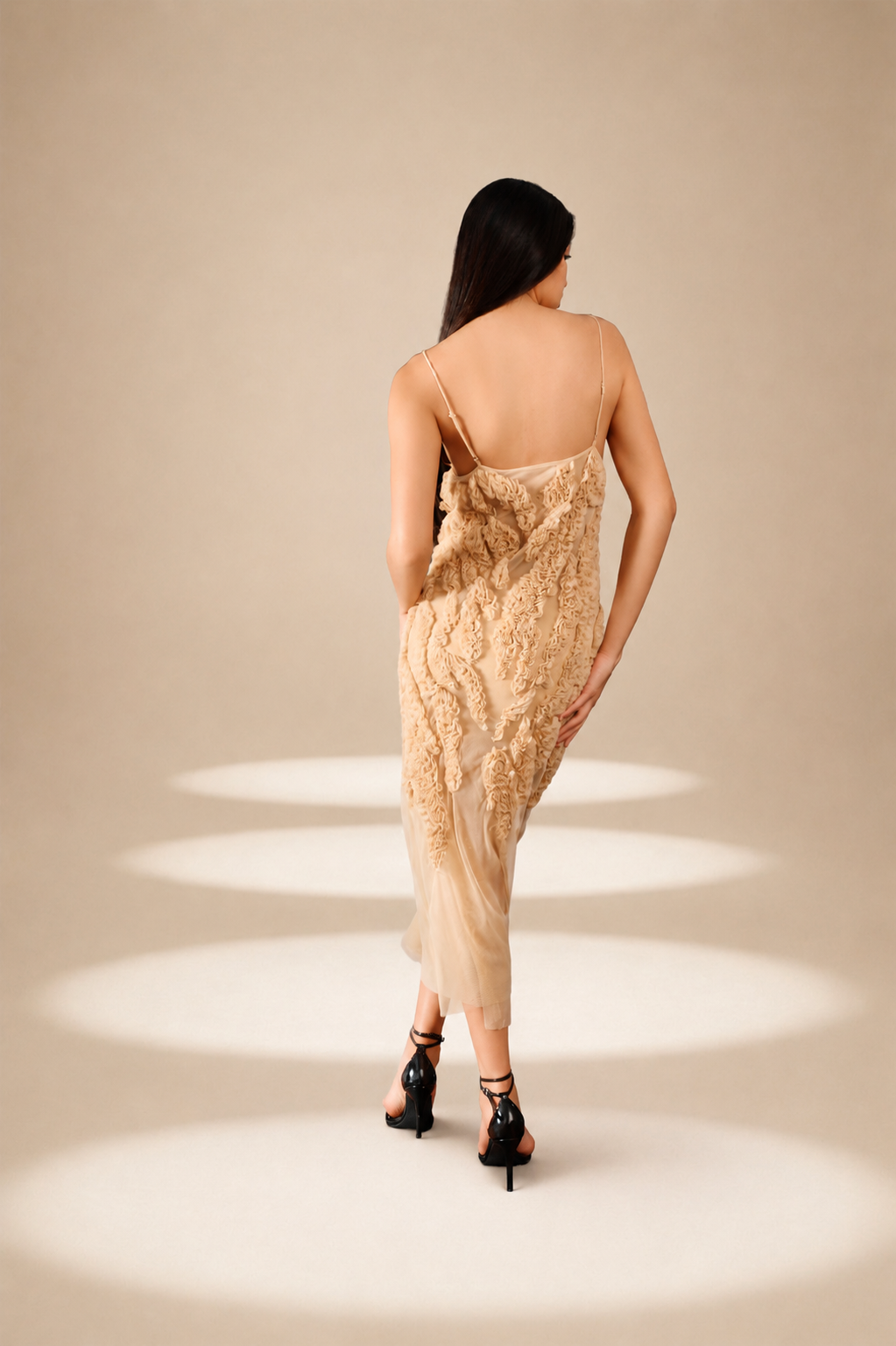 Etch Slip Dress Champagne nylon