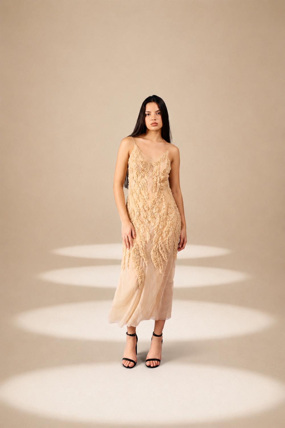 Etch Slip Dress Champagne nylon