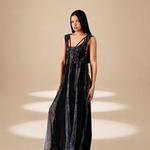 Ethereal Flared  Dress Midnight nylon-mesh-silk