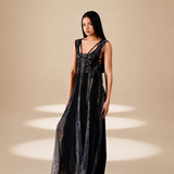 Ethereal Flared  Dress Midnight nylon-mesh-silk