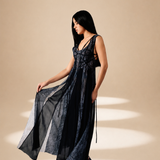 Ethereal Flared  Dress Midnight nylon-mesh-silk