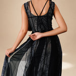 Ethereal Flared  Dress Midnight nylon-mesh-silk