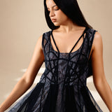 Ethereal Flared  Dress Midnight nylon-mesh-silk