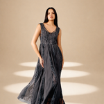 Ethereal Flared  Dress Ash nylon-mesh-silk