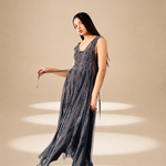 Ethereal Flared  Dress Ash nylon-mesh-silk