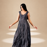 Ethereal Flared  Dress Ash nylon-mesh-silk