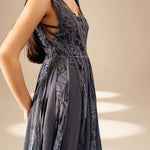 Ethereal Flared  Dress Ash nylon-mesh-silk