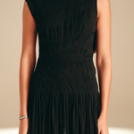 Imprint Pleated Dress Midnight nylon-mesh