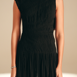 Imprint Pleated Dress Midnight nylon-mesh