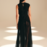 Imprint Pleated Dress Midnight nylon-mesh
