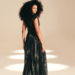 Imprint Pleated Dress Feral viscose