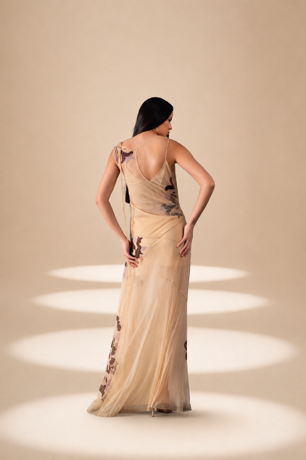 Inlay Dress Champagne nylon-mesh