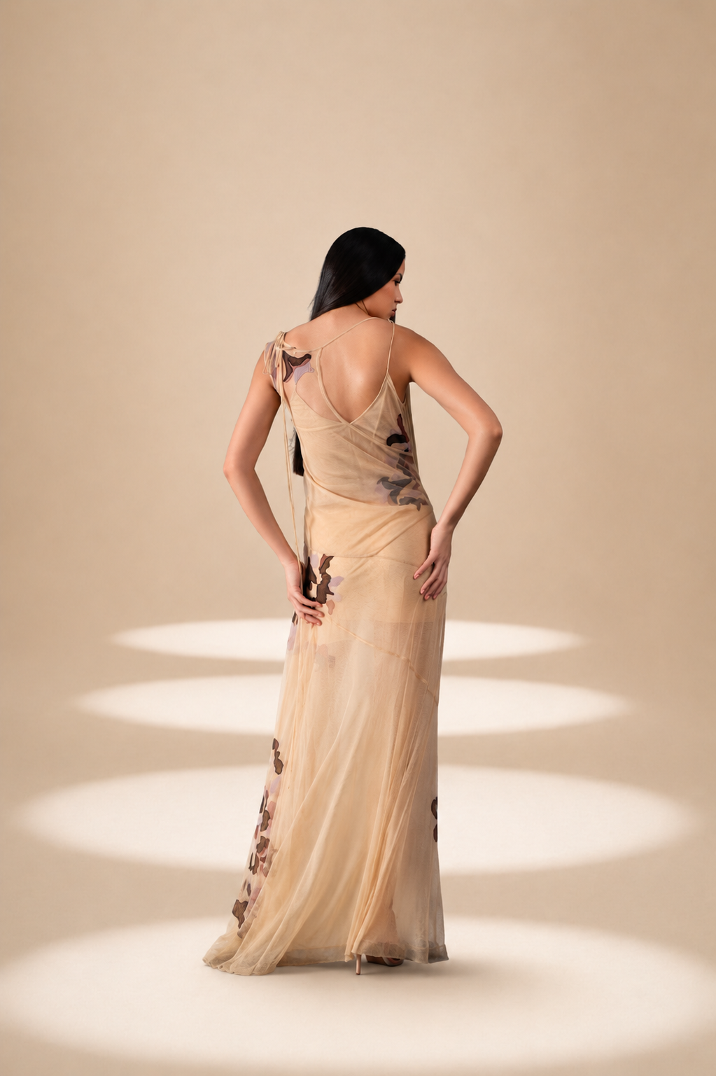 Inlay Dress Champagne nylon-mesh