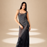 Inlay Dress Ash nylon-mesh